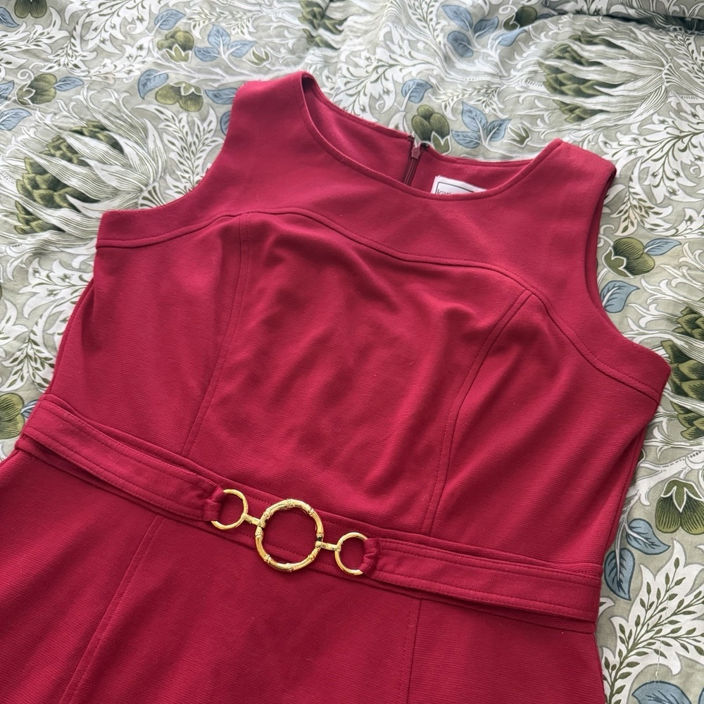 Karin Stevens Sleeveless Business Casual Womens Size 14 Pencil Dress Gold Accent - Picture 2 of 7
